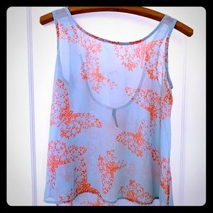 Blue Butterfly Sheer Top